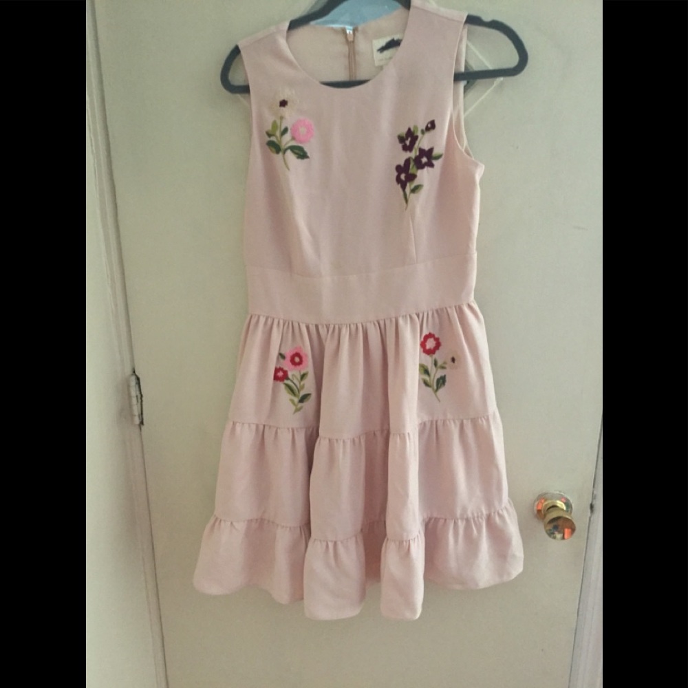 Embroidered  peach min dress